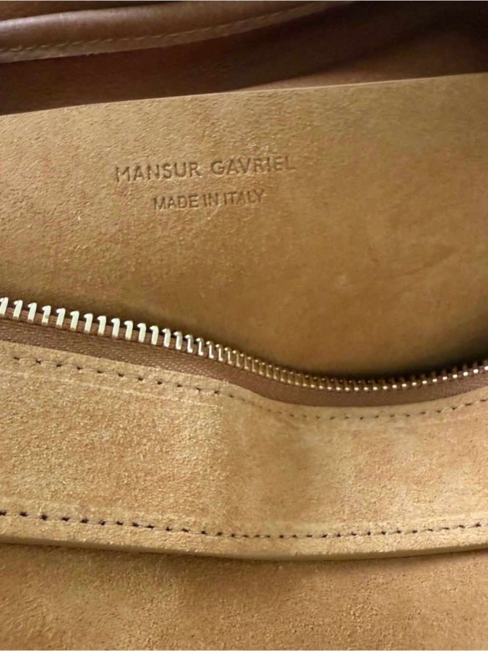 Brand New!! Mansur Gavriel Half Moon Suede Crossbody Bag in Caramel; NWT $695 - Picture 9 of 15